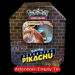 Empty Detective Pikachu Tins: Charizard GX Tin