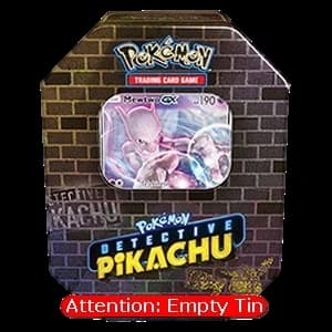 Empty Detective Pikachu Tins: Mewtwo GX Tin