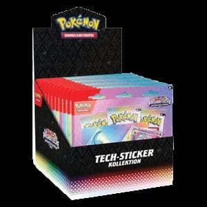 Prismatic Evolutions: Tech Sticker Collection Display