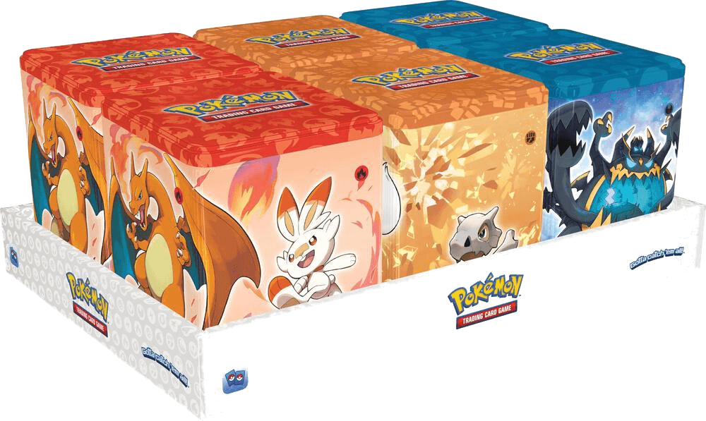 Pokemon Stacking Tins: Fighting-Fire-Darkness Display